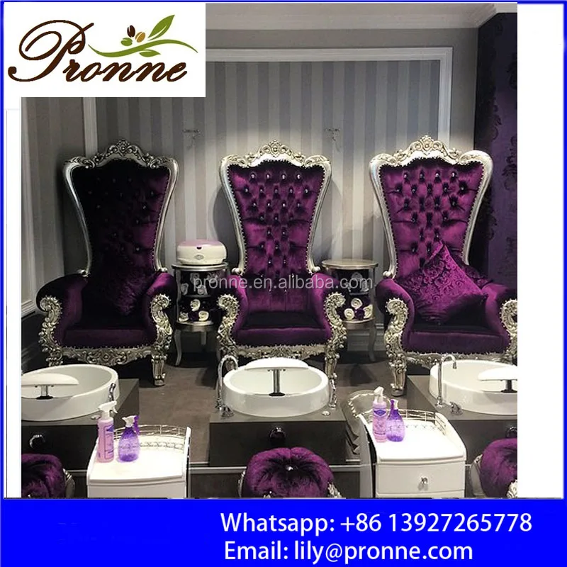 Foshan furniture purple velvet beauty sex nude girls spa massage chair