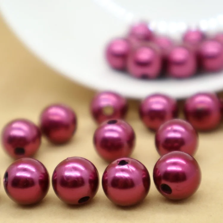 Оптовая продажа с фабрики, пластиковые жемчужные бусины с отверстием для аксессуаров для одежды