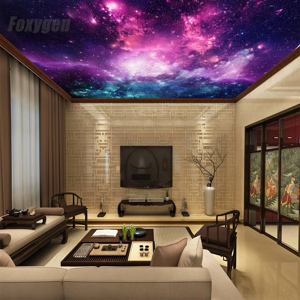 Vivid blue sky design gypsum ceiling board 1.5 - 5.0 meters width for advertising display 3D fabric PVC stretch ceiling film