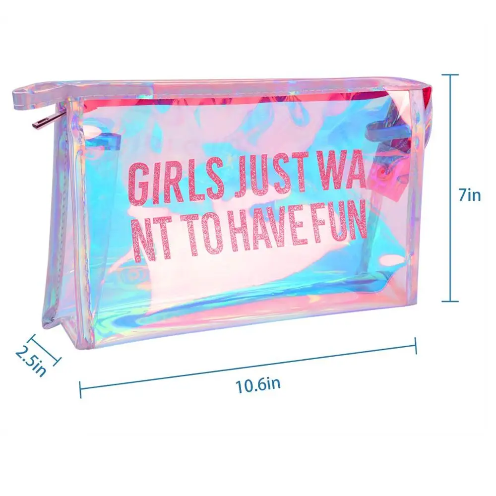 customize new fashion hologram cosmetic PVC bag holographic makeup bag Ladies Makeup Bag
