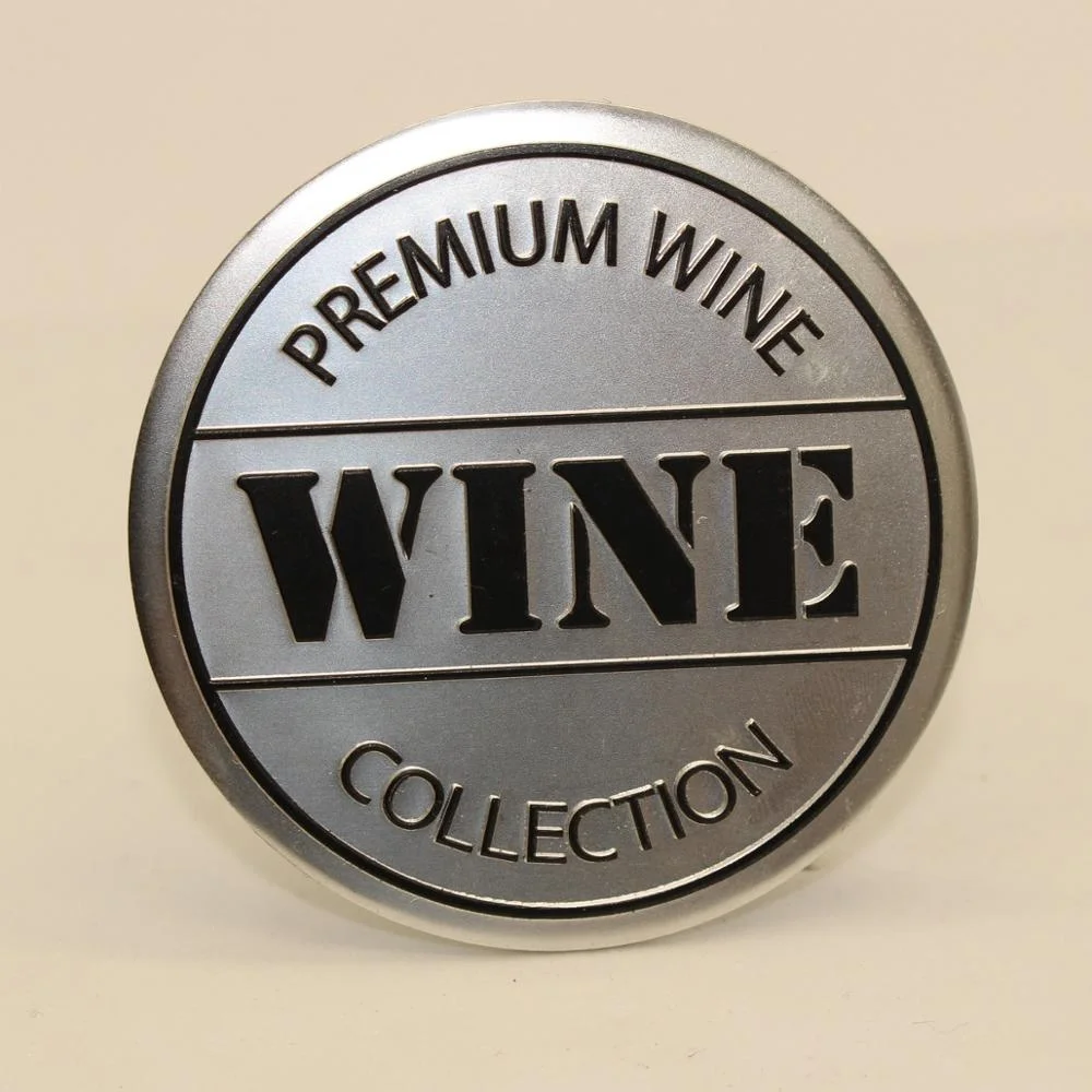 Custom Aluminum Embossed Bottle Label Metal Logo Wine Metal Sticker Metal Wine Label