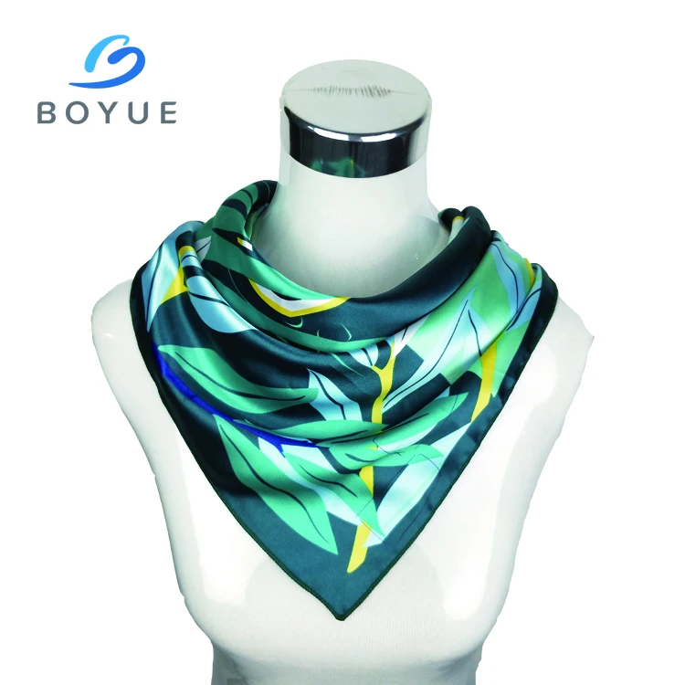 
Manufacturing high quality china wholesale designer 50x50 small custom digital printed head bandana twill satin silk scarf women 
