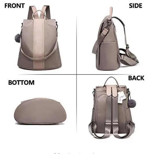 
Women Backpack Purse Waterproof Nylon Anti-theft Rucksack Lightweight Shoulder Bag 