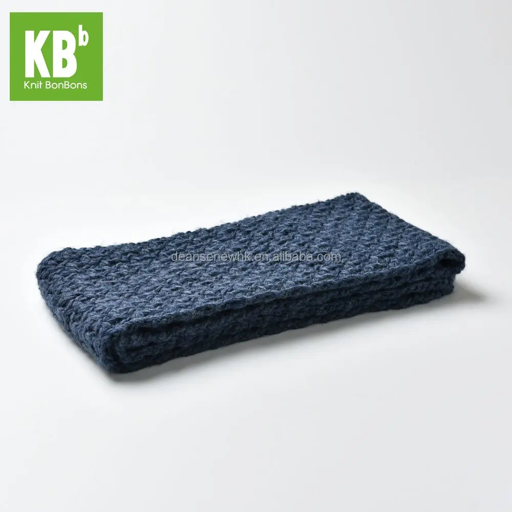 New Fashion Custom Made 100% Acrylic Thick Winter Unisex Adult Men Women Teen Knitted Blue Scarf With Pocket Muffler