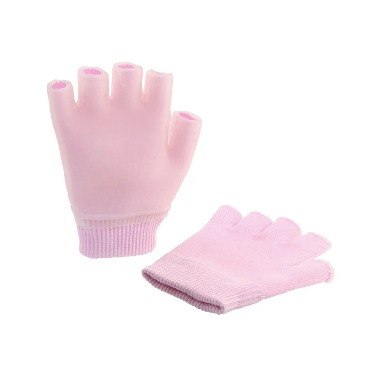 
heals dry skin and cracked hand silicone cooling gel lining fingerless touch screen spa moisturizing gloves 