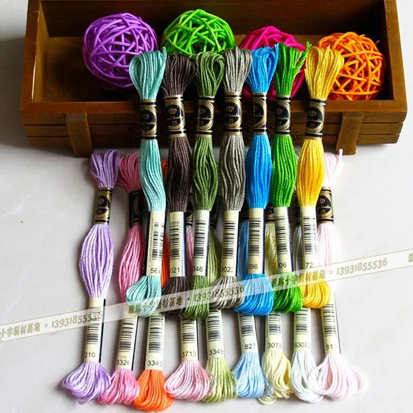 Alibaba China textiles of cotton embroidery cross stitch thread 8 meters a piece yarn lines