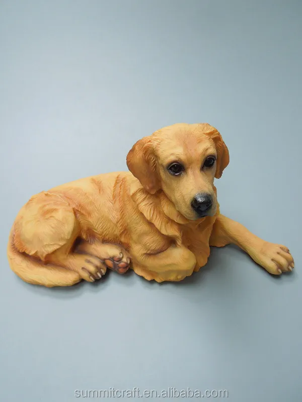 Custom resin lifelike small dog sculpture  3D dog figurine golden retriever statue