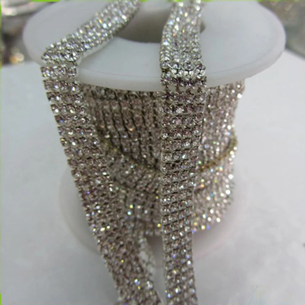 Jewelry crystal rhinestone chain multi rows trimming crystals chain