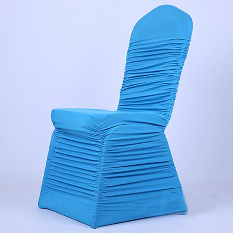 Wedding Ruffled Universal Spandex White Chair Cover
