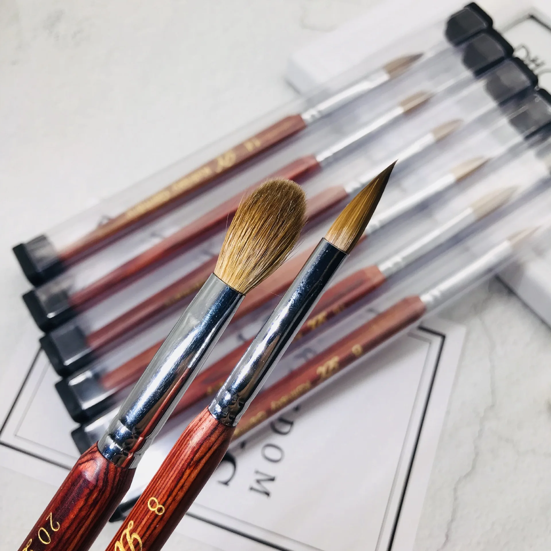 High quality Handle Wholesale 100% Pure Kolinsky Acrylic Nails Oval Nail Art Brushes Brush with OEM service