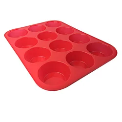 Hot sale 12 holds silicone round cake baking mold muffin pan silicone pastry bakeware pan