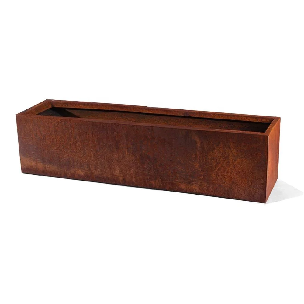 
Laser cut square metal planter corten steel flower pot 