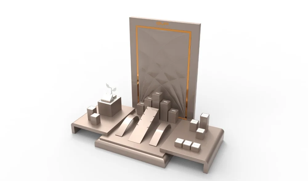 Modern design custom logo handmade jewelry display stand showcase tray for jewelry ring earrings neacklack pendant