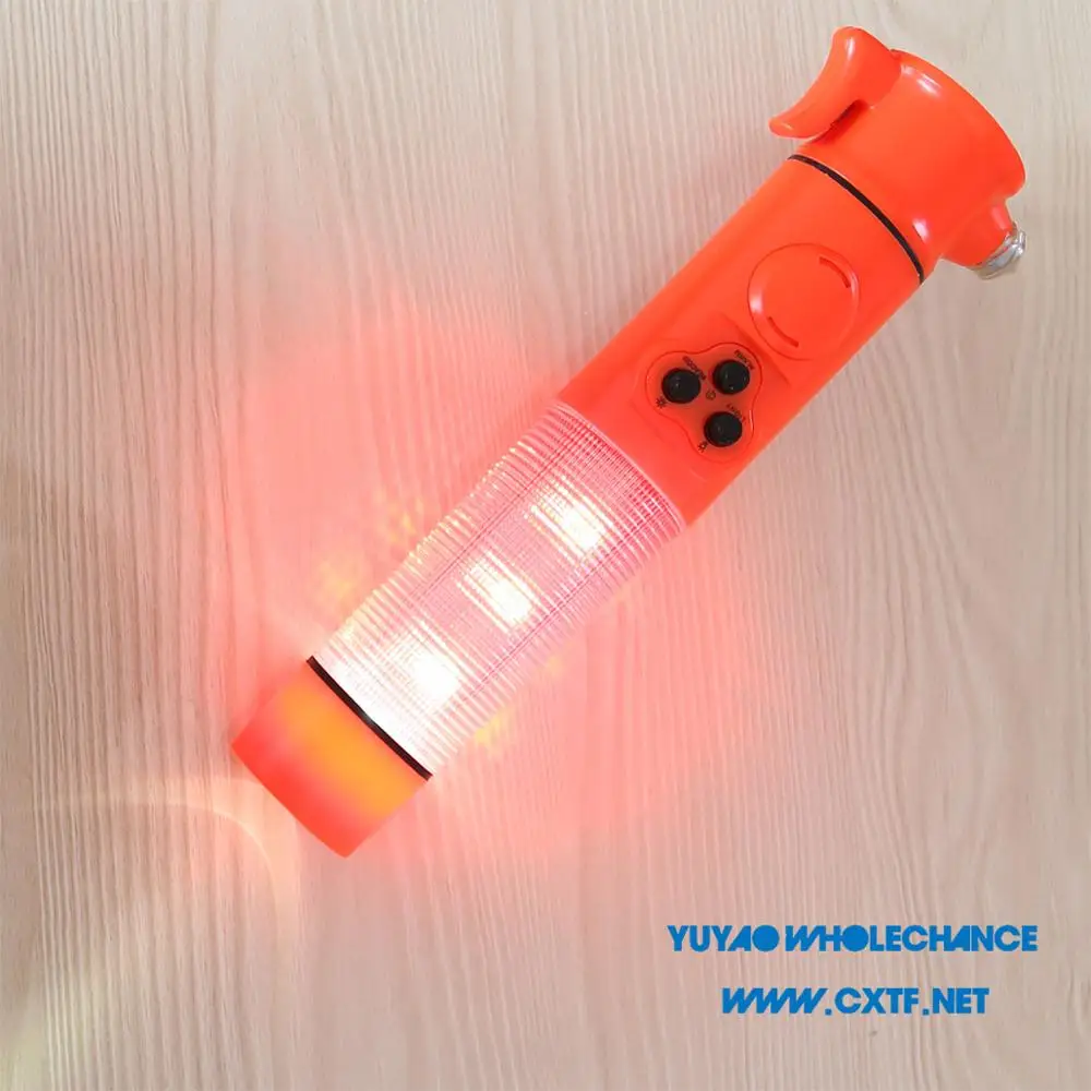 
Multifunctional Siren Sound Alarm Car Emergency Hammer for Glass Breaking with Beacon Light 