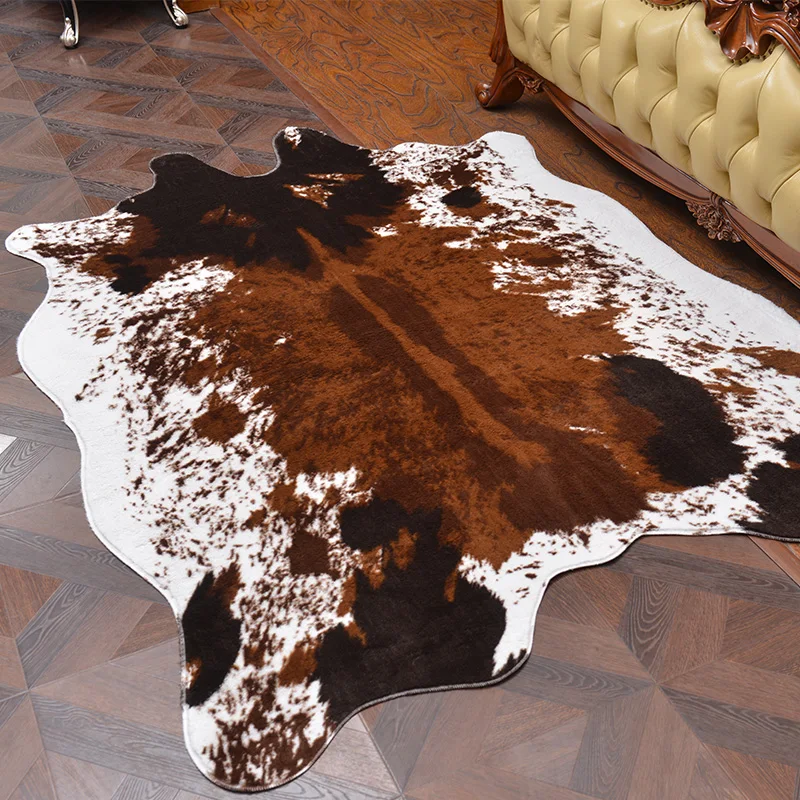 Zhejiang Artificial cowhide rugs leather carpet patchwork cow skin carpets