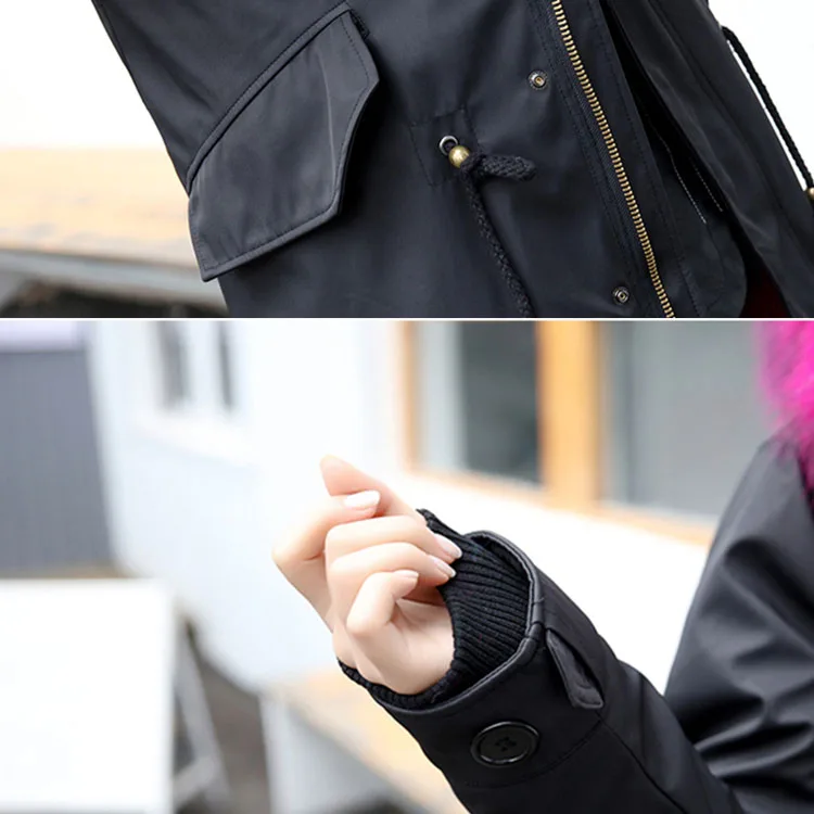 2018 Winter Warm Hooded Real Fox Army Green parka fur jacket For Women