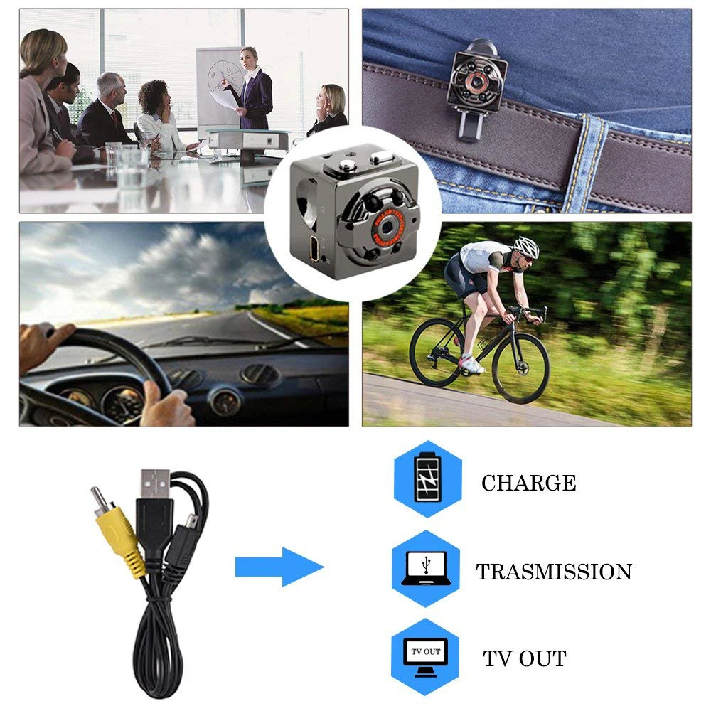 Full HD 1920* 1080P Motion Detector /recording while charging /Night Vision: With IR camera / Support TV Out hidden mini PQ274