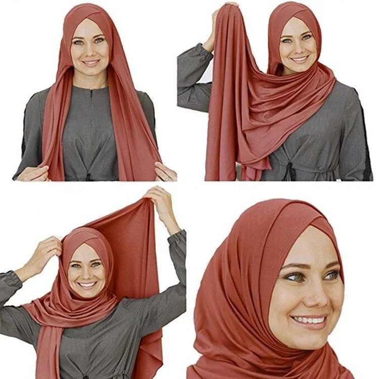 Hijab Headwear Full Cover Underscarf Hijab Muslim Quality Hijab Inner Neck Chest Plain Hat Cap Scarf Bonnet 20 Colors