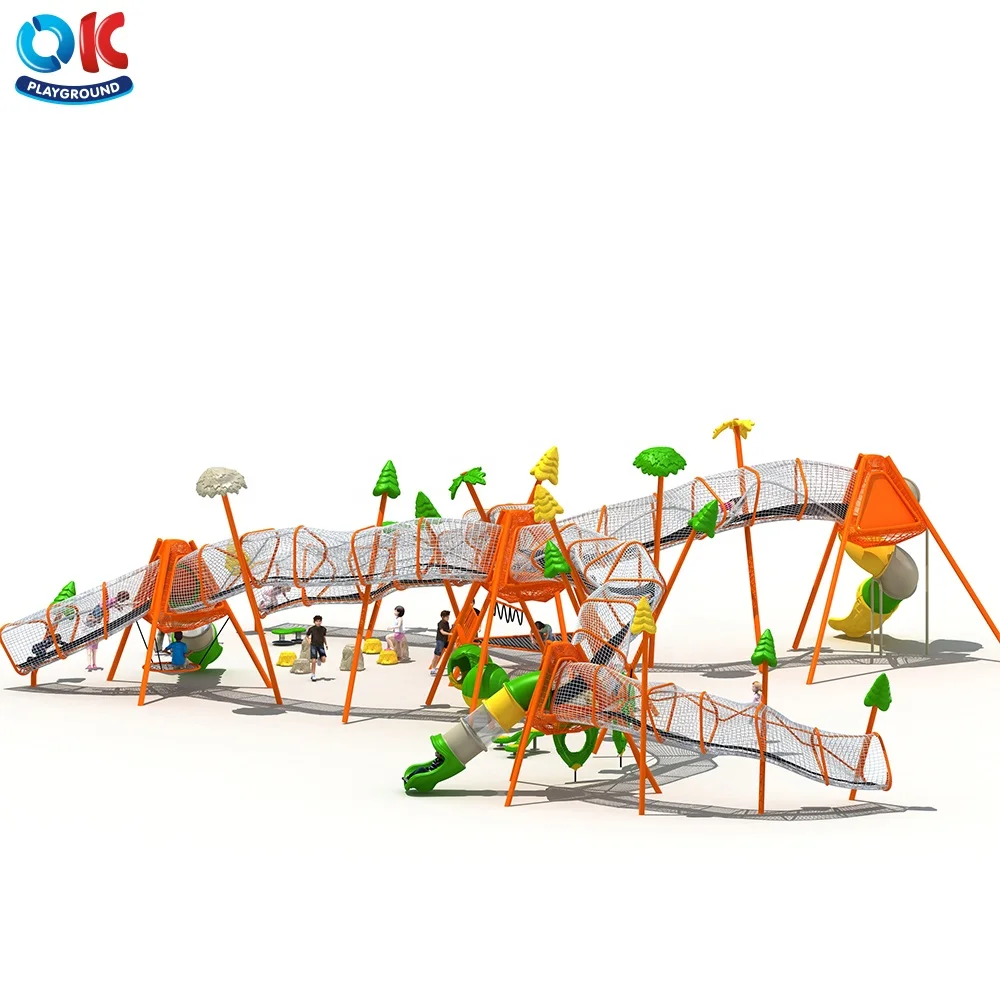 OK Playground Plastic Slide Climbing Net Playground for Kids Outdoor Equipments
