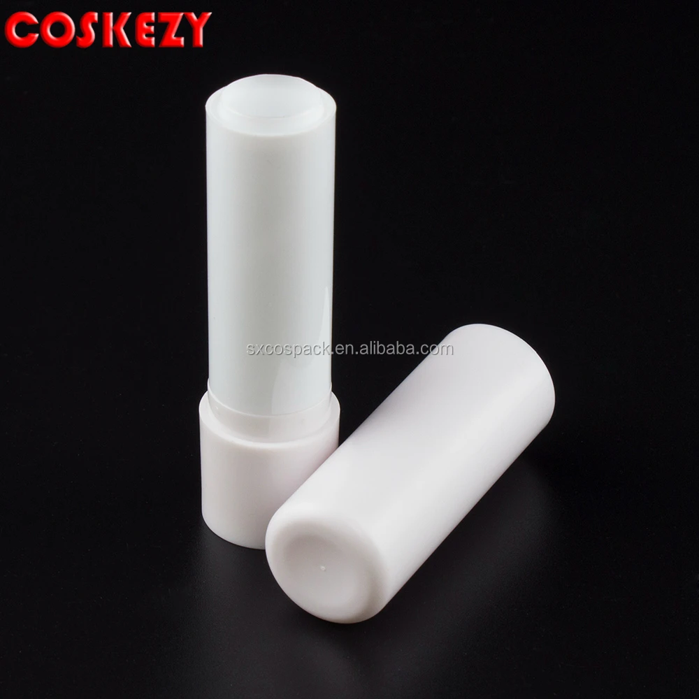 China Manufacture White 4.8g plastic lipstick tube, empty plastic tubes for lip balm