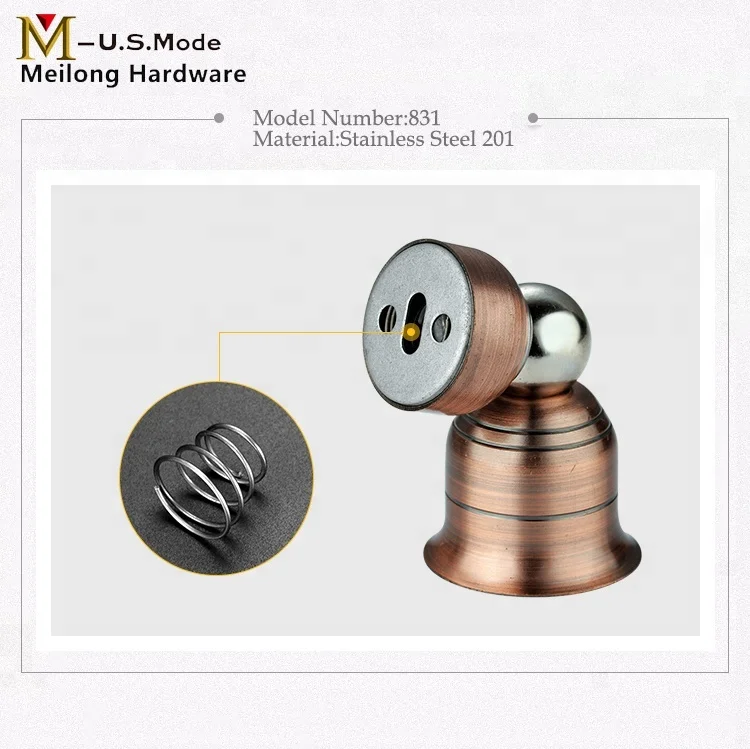 Stainless Steel Metal Wooden Outdoor Permanent Angled Magnetic Doorstop