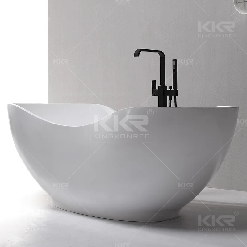 Freestanding resin solid surface pedestal stone bath tubs