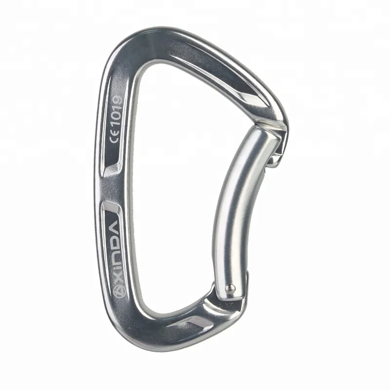 XINDA manufacturer direct supply 25kN CE UIAA bent gate 7075 aluminum carabiner  for climbing