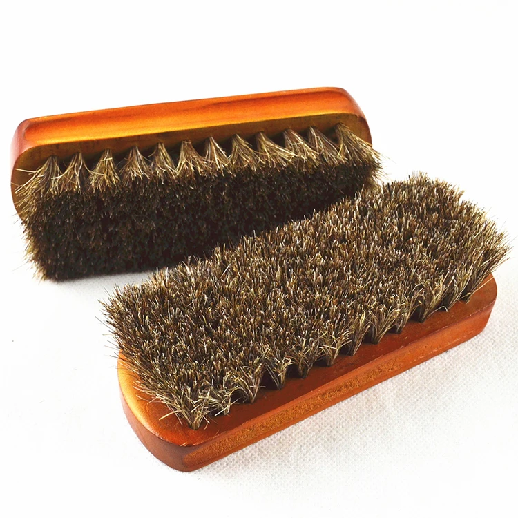 Big Size Wooden Shoe Shine Brush Soft Horse Hair Bristles Polishing Shoe Brush