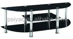 Wholesale commercial tempered glass industrial metal tv stand
