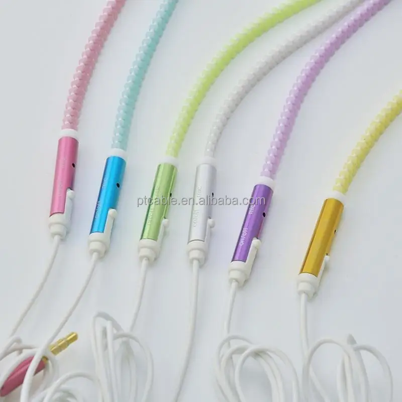 Hot Sale Glow In The Dark Earphones Glow Earbuds Metal Zipper Glowing Headset Luminous Light Stereo Handsfree With Mic