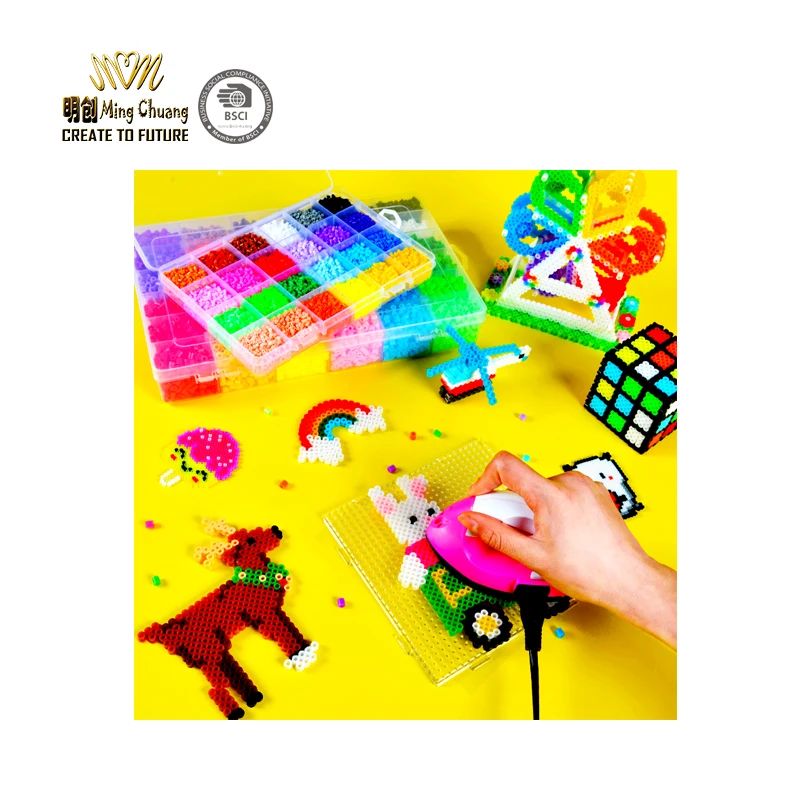 11,000 Fuse Beads Master Creativity Builder Kit 20 Presorted Colors perler beads with Tweezers Peg Boards Ironing Paper