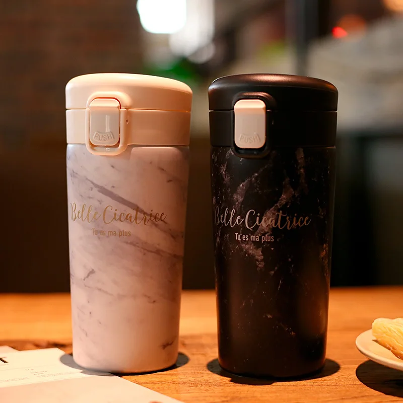 Stainless Steel Double Wall Mrable Pattern Coffee thermos