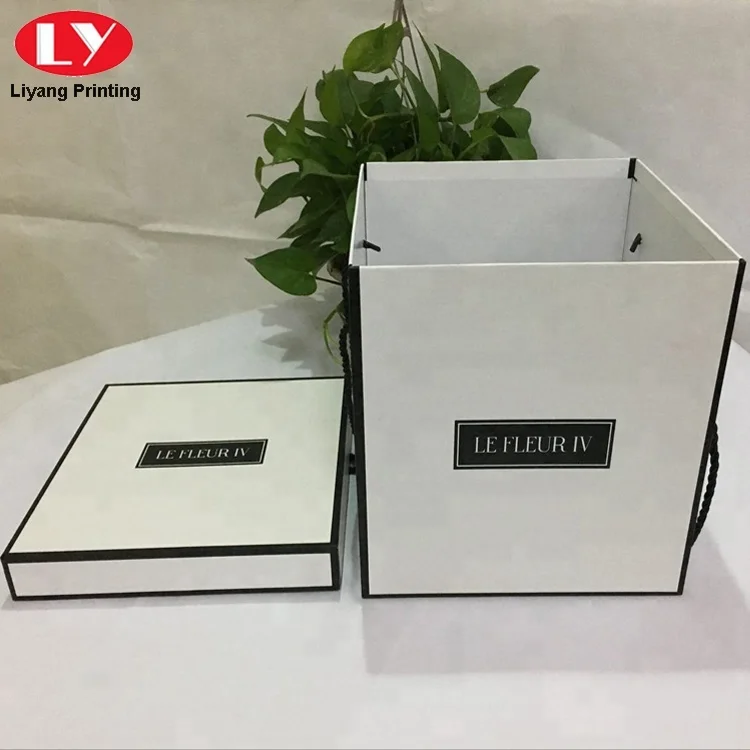 Wholesale Delivery Packaging Cardboard Paper Flower Boxes Logo Luxury Square Cardboard Paper Flower Box