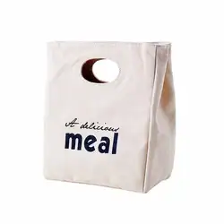 Factory Price High Quality cosmetized cotton canvas lunch bag tote cooler bag rope handle