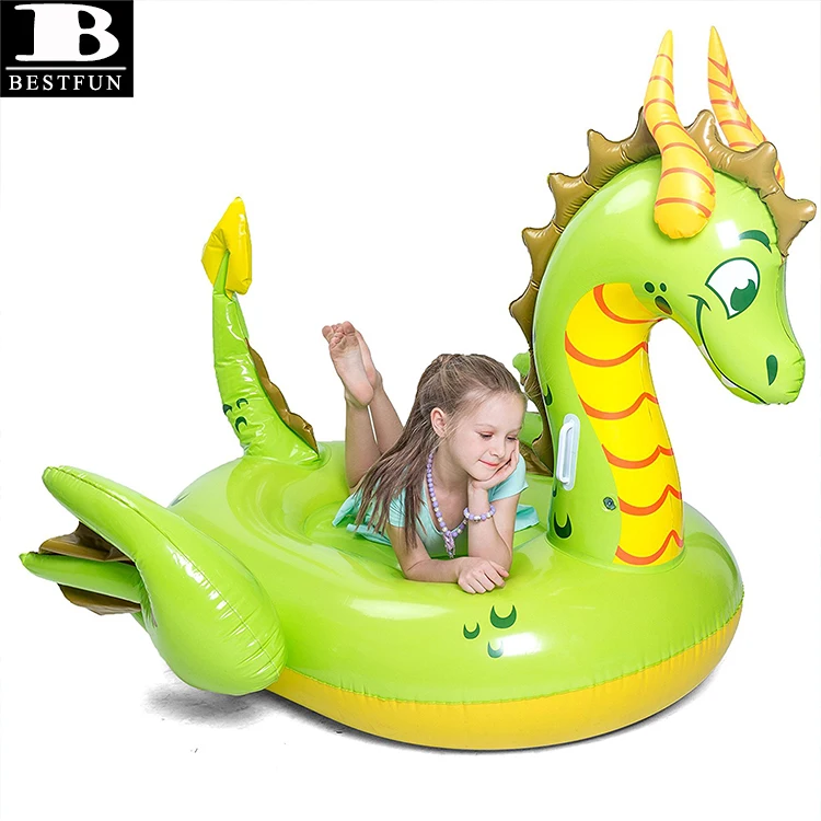 heavy duty vinyl inflatable storybook dragon pool float durable water lounge island swim party toys for adults & kids