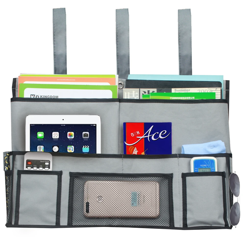 Oxford hanging bedside caddy storage pockets organizer for accessories books