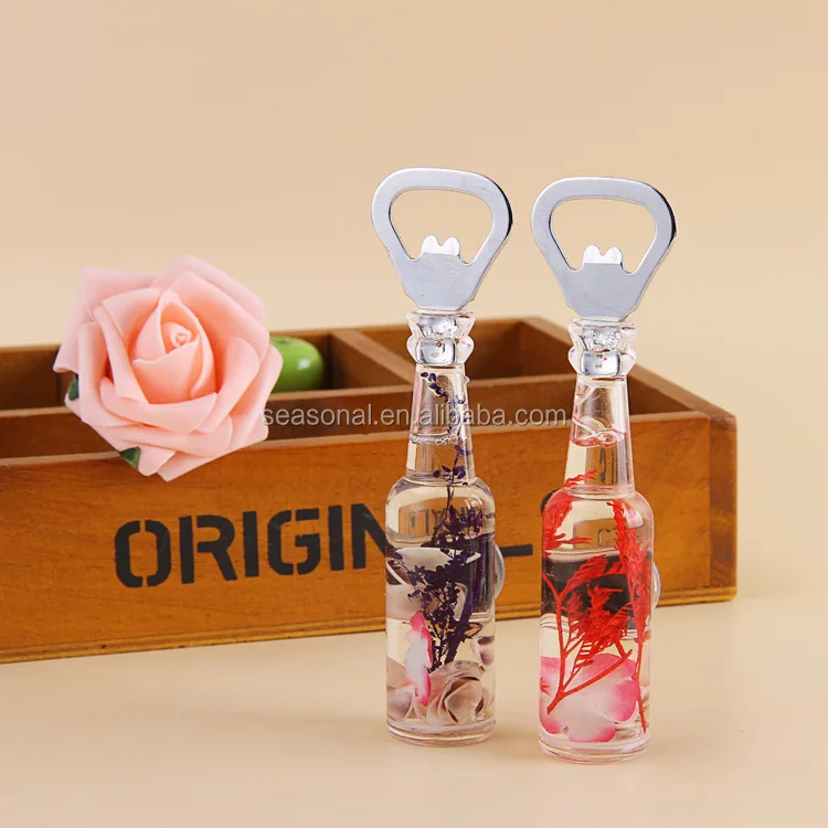 OEM Acrylic flower and fruit beer bottle shape simulation bottle opener with magnet