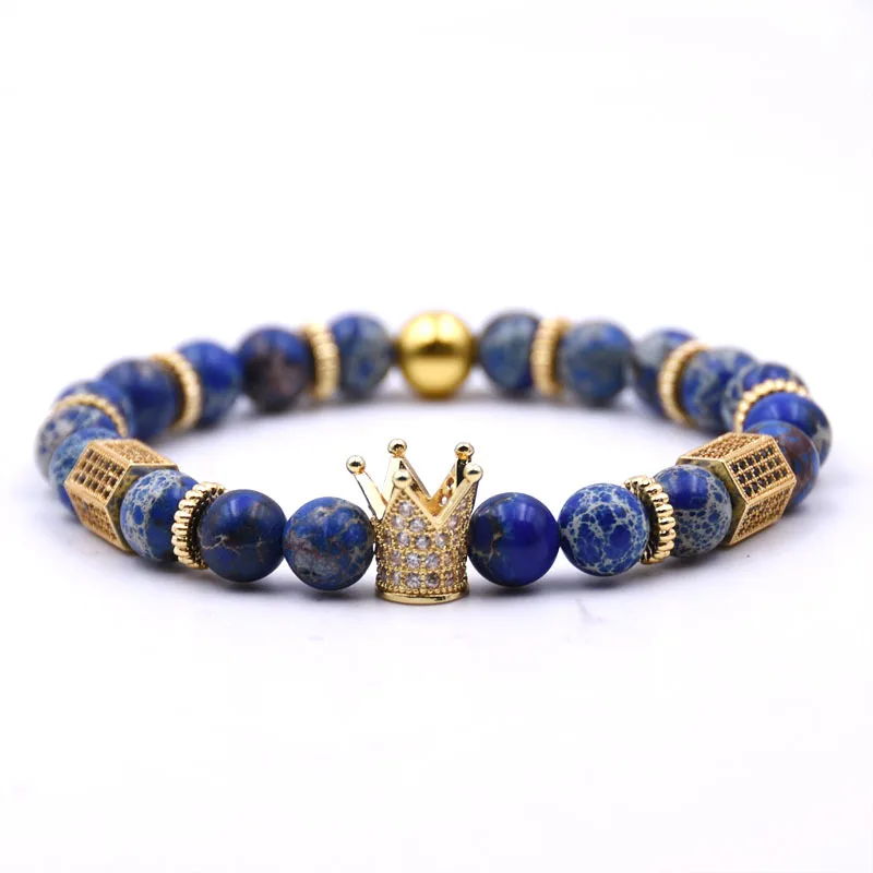 1808021010 crown natural stone bracelet copper accessories emperor stone bracelet volcanic stone elastic thread bracelet
