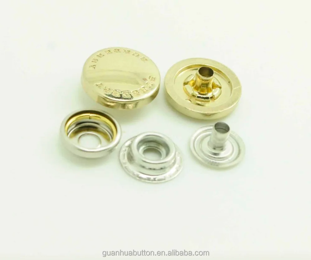 Nylon finish black 3 parts botton and fake rose gold press snap button