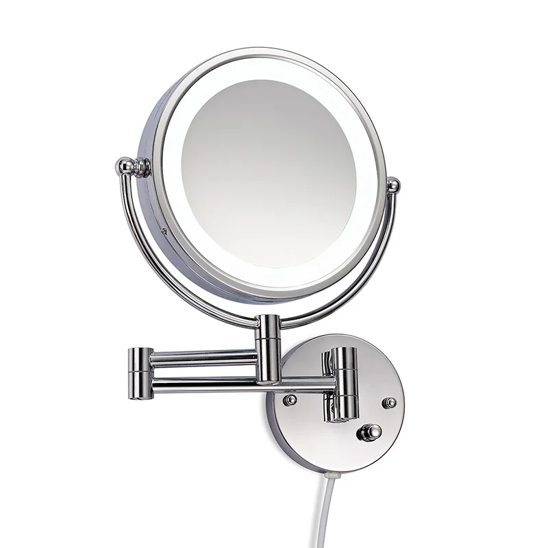 Electric Moving Arms 8 inch Bathroom Makeup Mirror With Lights