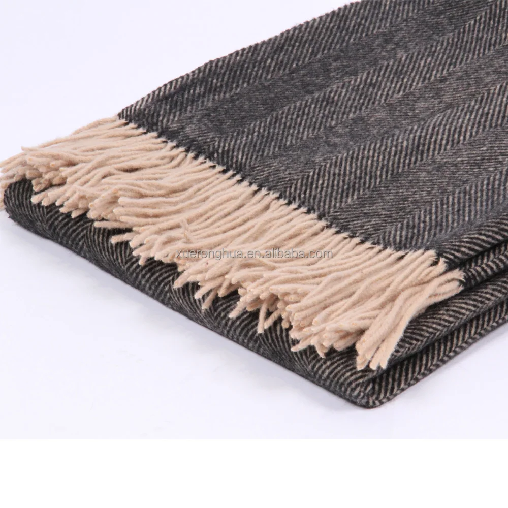 Одеяло из 100% мериносовой шерсти с узором в елочку большого размера оптовая продажа одеял