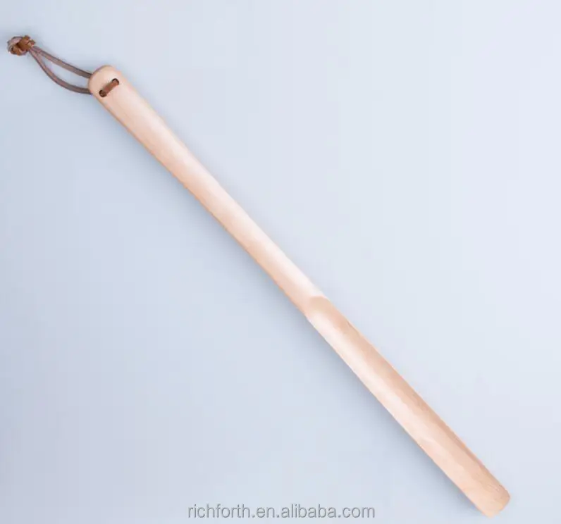 promotional 50cm hanging wooden shoehorn with custom logo