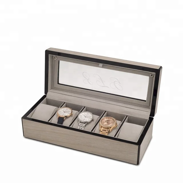 New design black edges shape luxury watch wooden box for 6 watches