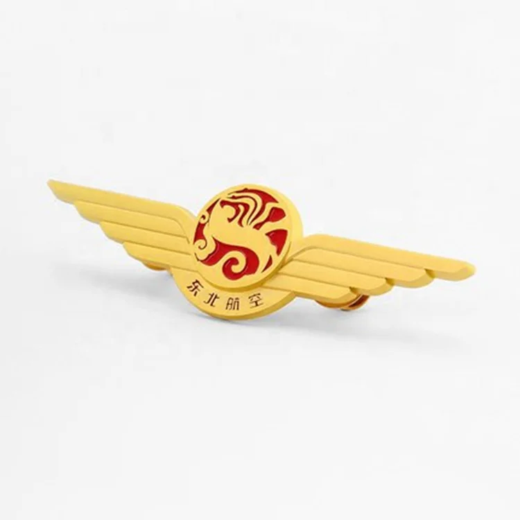 aviation style wings lapel pins custom pilot badge airline pilot badges for souvenir