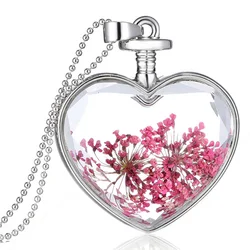 Wholesale Beautiful Real Flower Floating Locket Pendant Crystal Necklace
