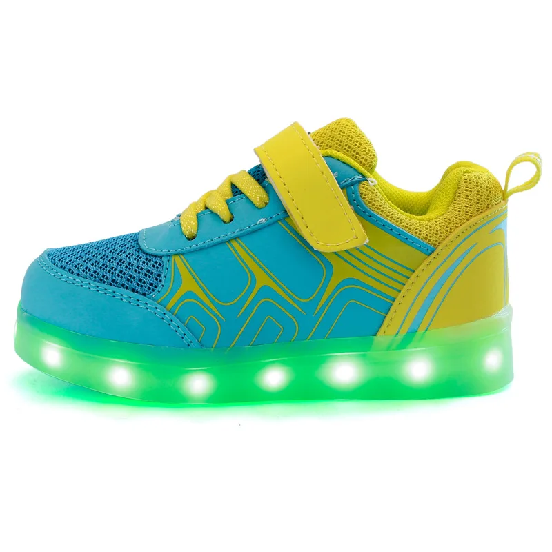 2017 Newest Fancy Cheap USB Charging Colorful LED Light Children Shoes Kids Running Shoes