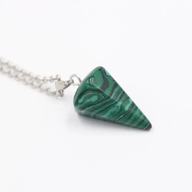 Manufacture wholesale hexagonal cone gemstone necklace semi precious stone necklace