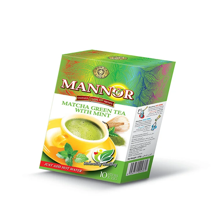
Malaysia Most Popular Mannor 10 Sticks x 22g Instant Matcha Green Tea with Mint 