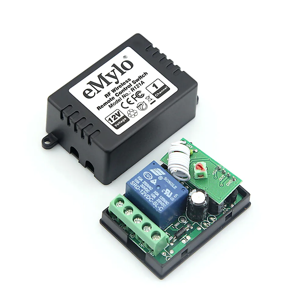 eMylo DC 12V 1 Channel Wireless Relay Remote 433Mhz RF Switch