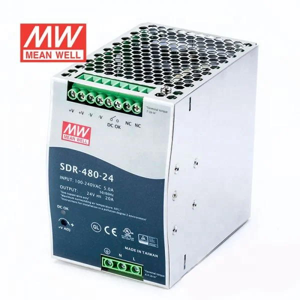 SDR-480 series 480W 24V/48V AC-DC PSU DIN RAIL SMPS PFC high efficiency ORIGINAL MEAN WELL SWITCHING POWER SUPPLY